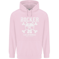 The Rocker Rock n Roll Music Skull Mens 80% Cotton Hoodie Light Pink