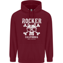 The Rocker Rock n Roll Music Skull Mens 80% Cotton Hoodie Maroon