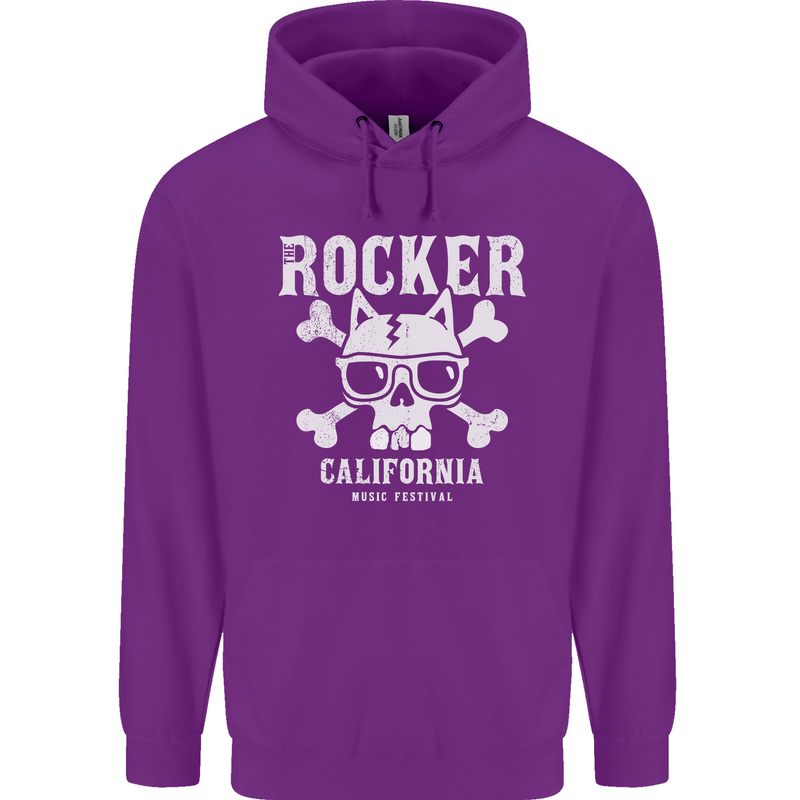 The Rocker Rock n Roll Music Skull Mens 80% Cotton Hoodie Purple