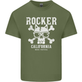 The Rocker Rock n Roll Music Skull Mens Cotton T-Shirt Tee Top Military Green