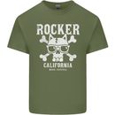 The Rocker Rock n Roll Music Skull Mens Cotton T-Shirt Tee Top Military Green