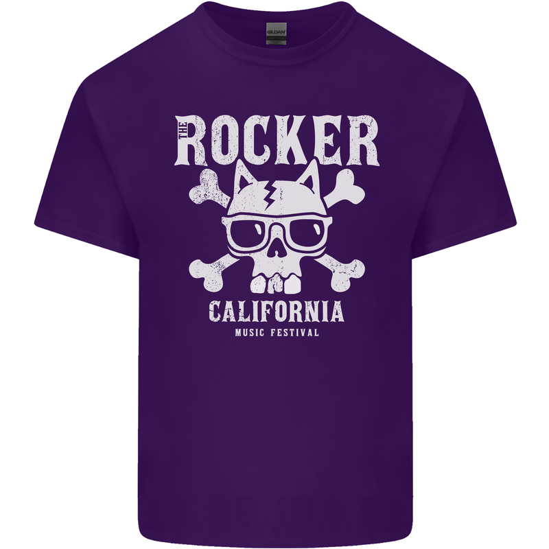 The Rocker Rock n Roll Music Skull Mens Cotton T-Shirt Tee Top Purple