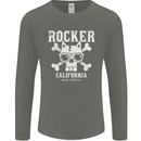 The Rocker Rock n Roll Music Skull Mens Long Sleeve T-Shirt Charcoal