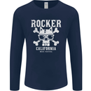 The Rocker Rock n Roll Music Skull Mens Long Sleeve T-Shirt Navy Blue