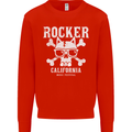 The Rocker Rock n Roll Music Skull Mens Sweatshirt Jumper Bright Red