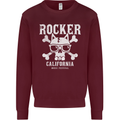 The Rocker Rock n Roll Music Skull Mens Sweatshirt Jumper Maroon