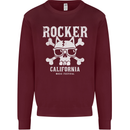 The Rocker Rock n Roll Music Skull Mens Sweatshirt Jumper Maroon