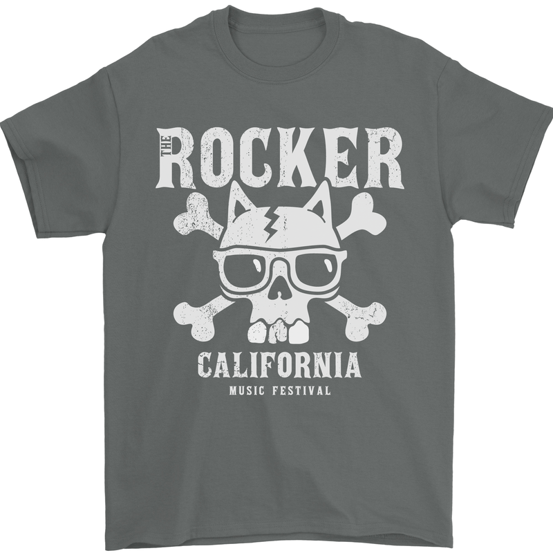 The Rocker Rock n Roll Music Skull Mens T-Shirt 100% Cotton Charcoal