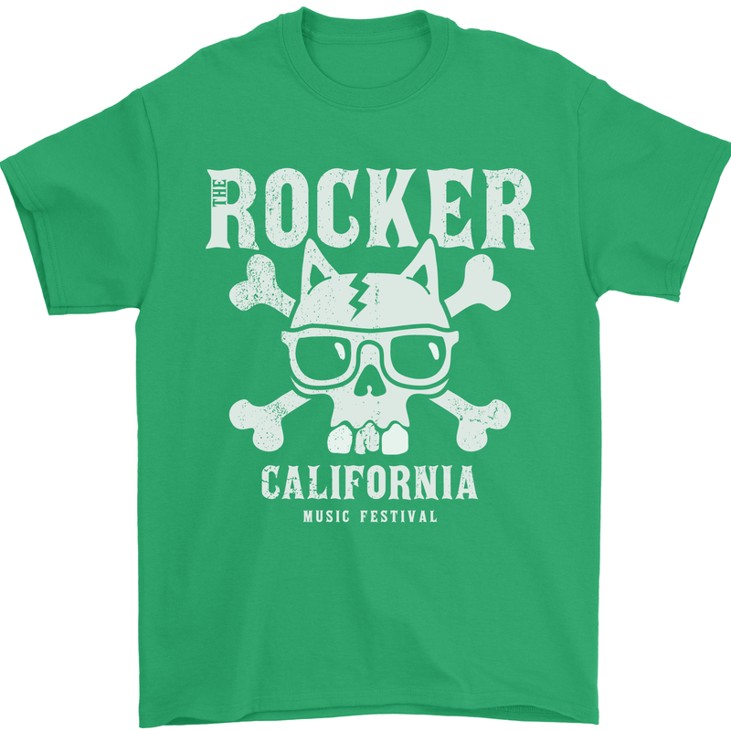 The Rocker Rock n Roll Music Skull Mens T-Shirt 100% Cotton Irish Green