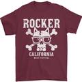 The Rocker Rock n Roll Music Skull Mens T-Shirt 100% Cotton Maroon