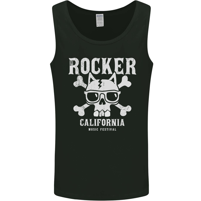 The Rocker Rock n Roll Music Skull Mens Vest Tank Top Black