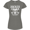 The Rocker Rock n Roll Music Skull Womens Petite Cut T-Shirt Charcoal