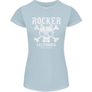 The Rocker Rock n Roll Music Skull Womens Petite Cut T-Shirt Light Blue