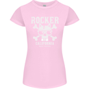 The Rocker Rock n Roll Music Skull Womens Petite Cut T-Shirt Light Pink