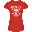 The Rocker Rock n Roll Music Skull Womens Petite Cut T-Shirt Red