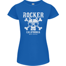 The Rocker Rock n Roll Music Skull Womens Petite Cut T-Shirt Royal Blue