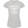 The Rocker Rock n Roll Music Skull Womens Petite Cut T-Shirt Sports Grey