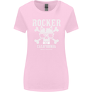 The Rocker Rock n Roll Music Skull Womens Wider Cut T-Shirt Light Pink