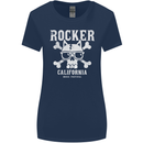 The Rocker Rock n Roll Music Skull Womens Wider Cut T-Shirt Navy Blue