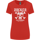 The Rocker Rock n Roll Music Skull Womens Wider Cut T-Shirt Red