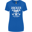 The Rocker Rock n Roll Music Skull Womens Wider Cut T-Shirt Royal Blue