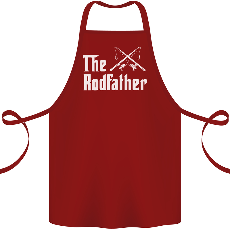 The Rodfather Funny Fishing Fisherman Cotton Apron 100% Organic Maroon