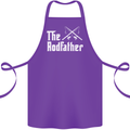 The Rodfather Funny Fishing Fisherman Cotton Apron 100% Organic Purple