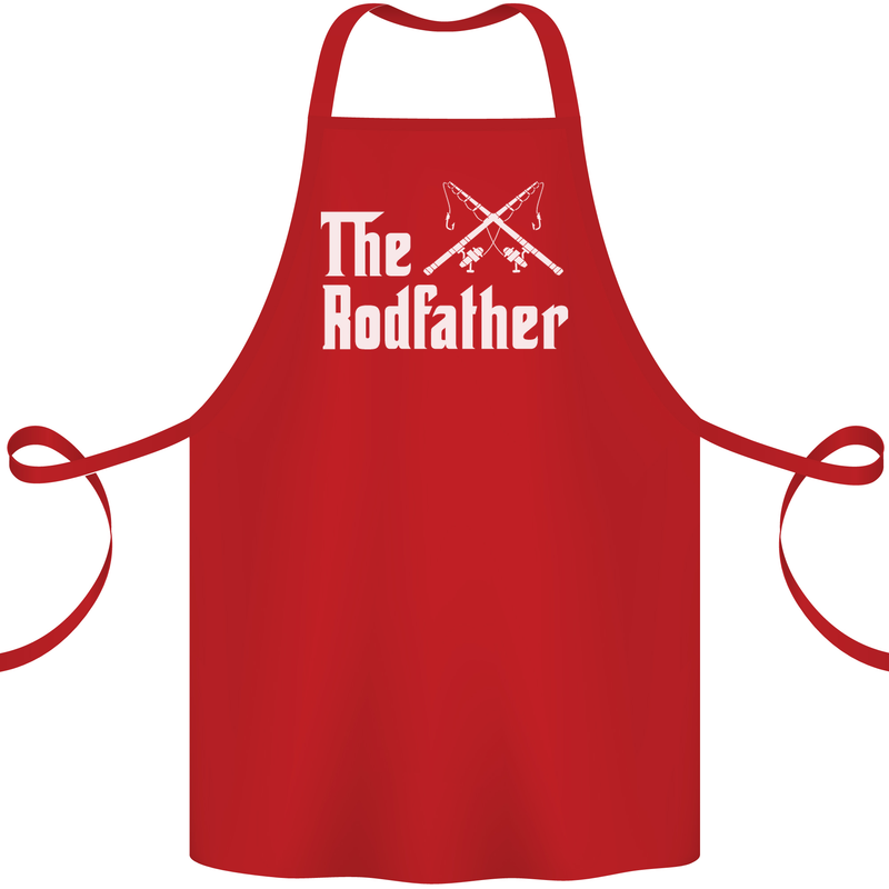 The Rodfather Funny Fishing Fisherman Cotton Apron 100% Organic Red