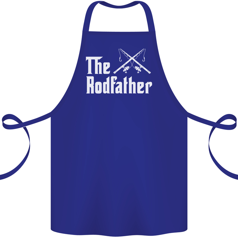 The Rodfather Funny Fishing Fisherman Cotton Apron 100% Organic Royal Blue