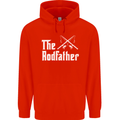 The Rodfather Funny Fishing Fisherman Mens 80% Cotton Hoodie Bright Red