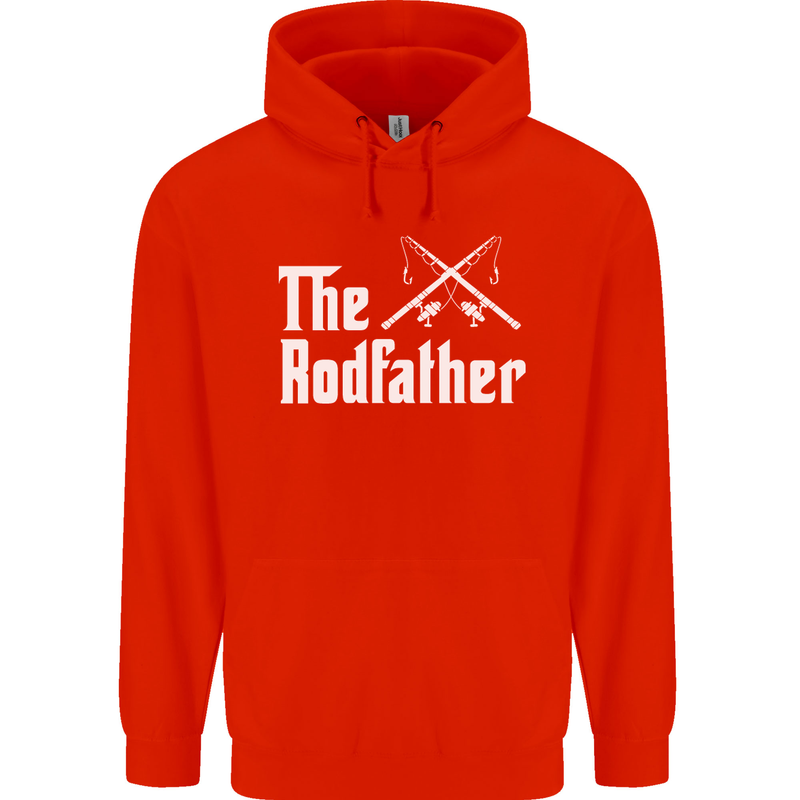 The Rodfather Funny Fishing Fisherman Mens 80% Cotton Hoodie Bright Red