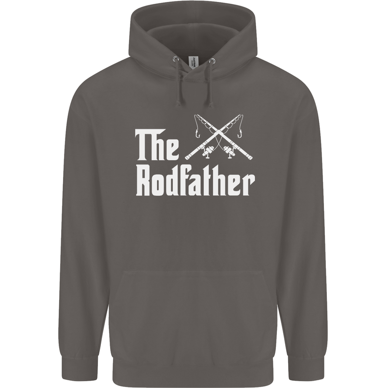 The Rodfather Funny Fishing Fisherman Mens 80% Cotton Hoodie Charcoal