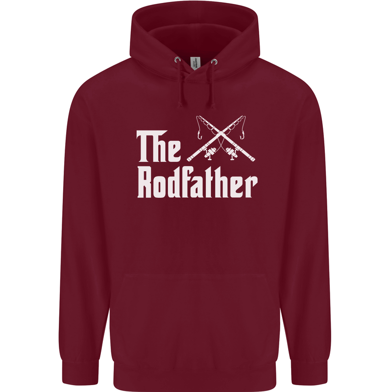 The Rodfather Funny Fishing Fisherman Mens 80% Cotton Hoodie Maroon
