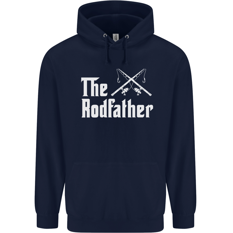The Rodfather Funny Fishing Fisherman Mens 80% Cotton Hoodie Navy Blue