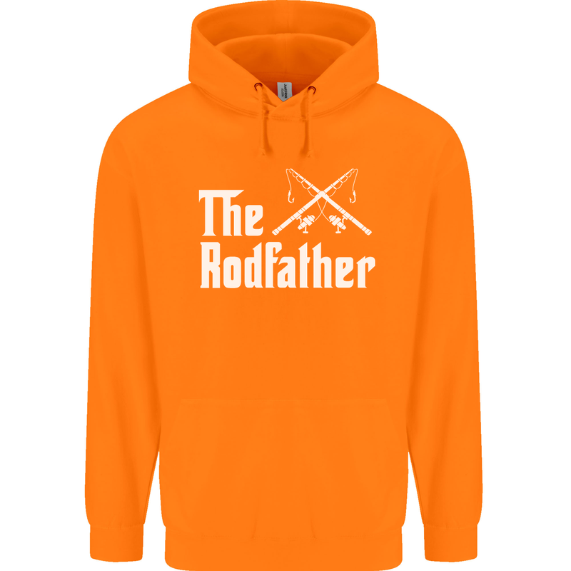 The Rodfather Funny Fishing Fisherman Mens 80% Cotton Hoodie Orange