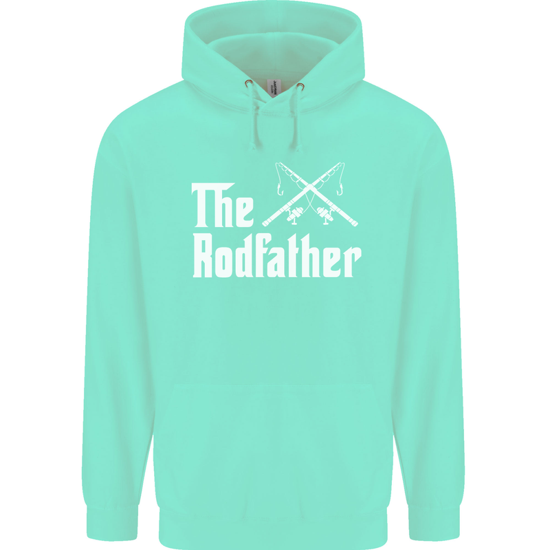 The Rodfather Funny Fishing Fisherman Mens 80% Cotton Hoodie Peppermint