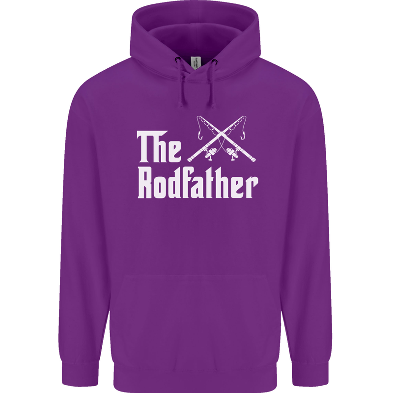 The Rodfather Funny Fishing Fisherman Mens 80% Cotton Hoodie Purple