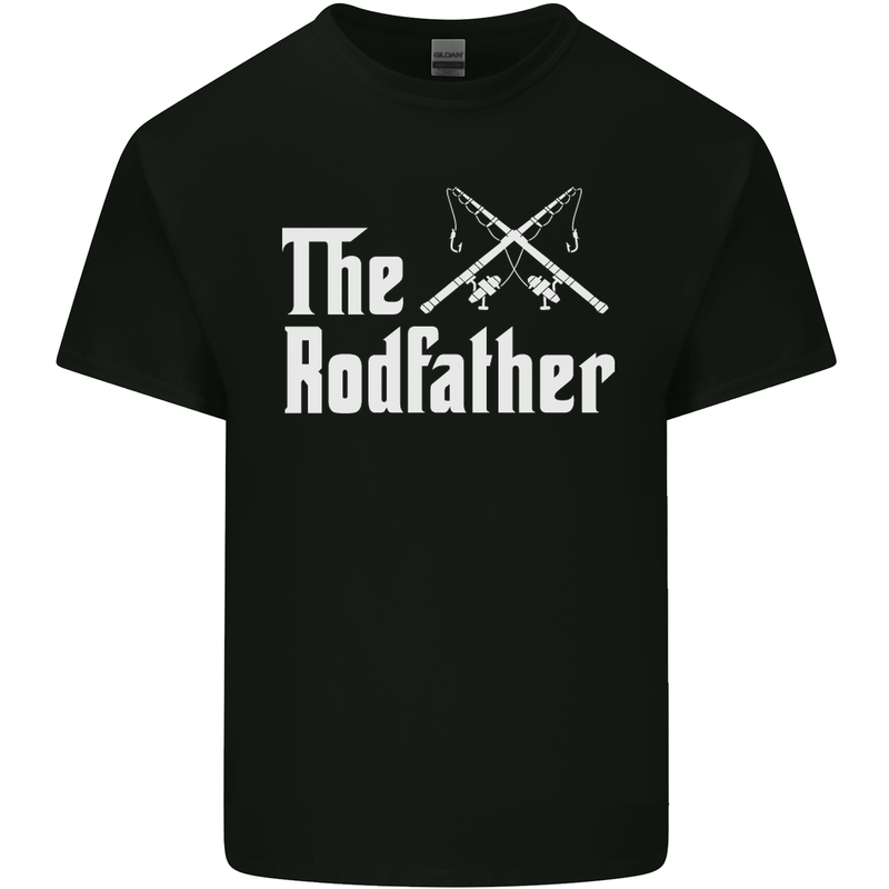 The Rodfather Funny Fishing Fisherman Mens Cotton T-Shirt Tee Top Black
