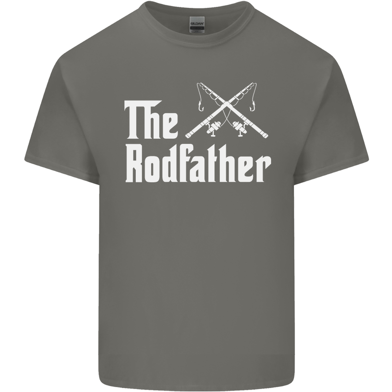 The Rodfather Funny Fishing Fisherman Mens Cotton T-Shirt Tee Top Charcoal