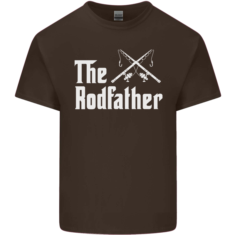 The Rodfather Funny Fishing Fisherman Mens Cotton T-Shirt Tee Top Dark Chocolate