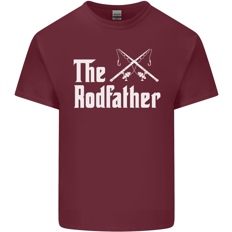 The Rodfather Funny Fishing Fisherman Mens Cotton T-Shirt Tee Top Maroon