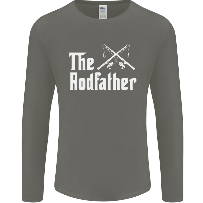 The Rodfather Funny Fishing Fisherman Mens Long Sleeve T-Shirt Charcoal