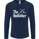 The Rodfather Funny Fishing Fisherman Mens Long Sleeve T-Shirt Navy Blue