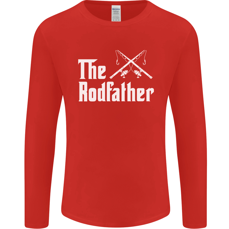 The Rodfather Funny Fishing Fisherman Mens Long Sleeve T-Shirt Red