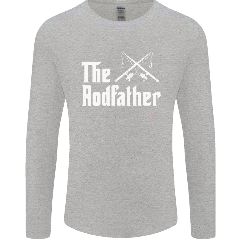 The Rodfather Funny Fishing Fisherman Mens Long Sleeve T-Shirt Sports Grey
