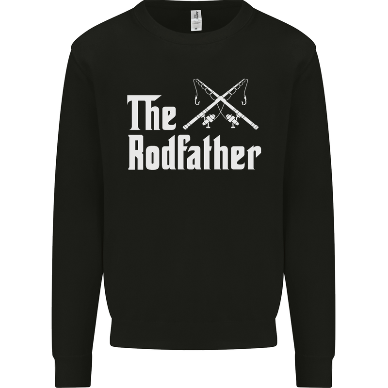 The Rodfather Funny Fishing Fisherman Mens Sweatshirt Jumper Black