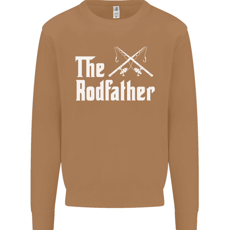 The Rodfather Funny Fishing Fisherman Mens Sweatshirt Jumper Caramel Latte