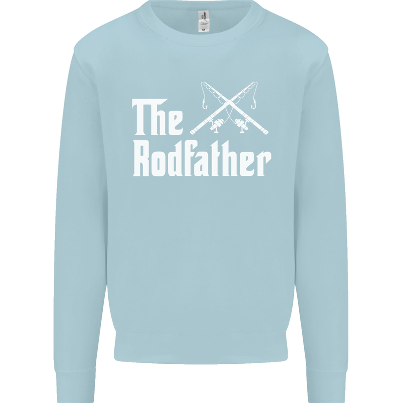 The Rodfather Funny Fishing Fisherman Mens Sweatshirt Jumper Light Blue