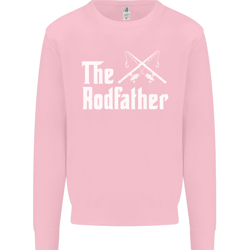 The Rodfather Funny Fishing Fisherman Mens Sweatshirt Jumper Light Pink