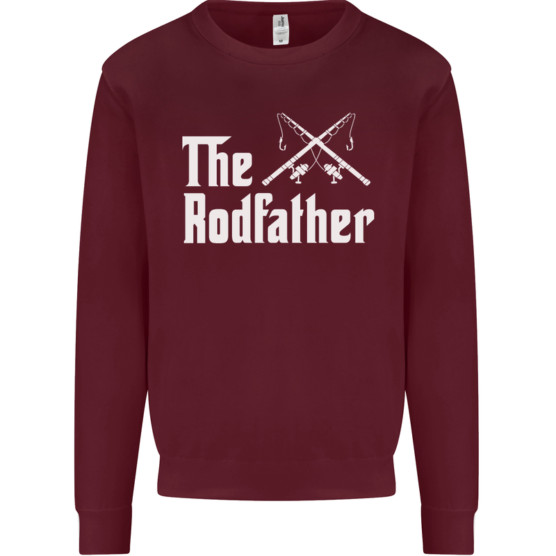 The Rodfather Funny Fishing Fisherman Mens Sweatshirt Jumper Maroon